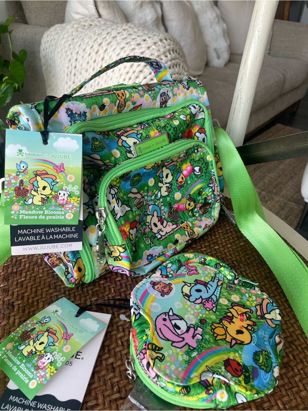 Ju-Ju-Be Meadow Blooms Green Kids Crossbody Bag with Coin Pouch - Picture 7 of 12